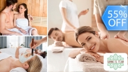 [Image: ¡Día de Spa Ilimitado para 2! ¡Paga Q299 en Lugar de Q660 por Día de Spa con Circuito de Sauna Húmedo o Baño de Vapor + 30 Minutos de Masaje Corporal + 2 Mascarillas + Bebidas a Elección: 2 Gaseosas o 2 Cervezas + 1 Porción de Papas Fritas y Más!m]
