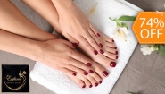 [Image: ¡Paga $12 en Lugar de $46 por Manicure Spa + Pedicure Spa + Esmaltado Permanente OPI o Gelish en Manos y Pies!m]
